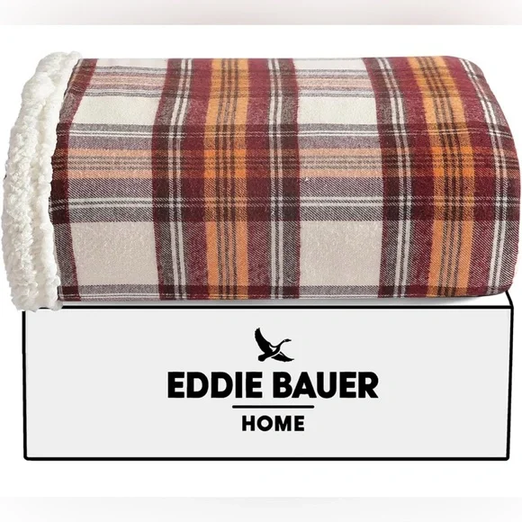 Eddie Bauer Reversible Sherpa Fleece Throw Blanket - Picture 1 of 4